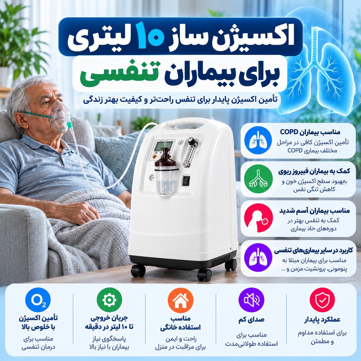 اکسیژن ساز ۱۰ لیتری برای چه کسانی مناسب است؟ راهنمای انتخاب
